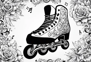 Skates with music notes tattoo idea