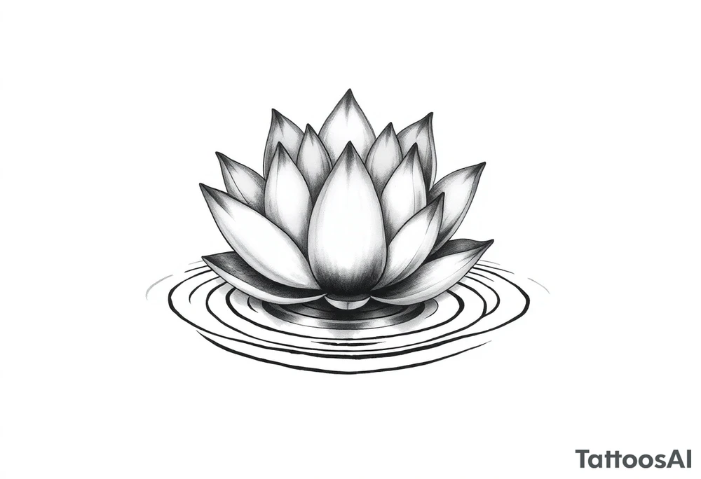 serene lotus flower emerging from sacred waters with ripples tattoo idea