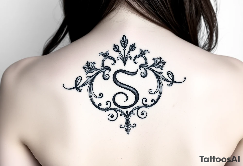 Lorbeerkranz mit integriertem Buchstaben S tattoo idea