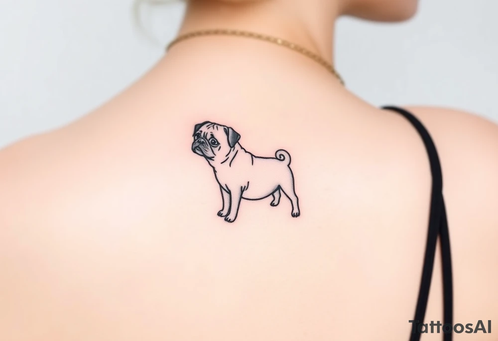 Small pug outline from behind tattoo idea