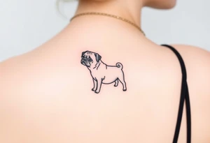 Small pug outline from behind tattoo idea