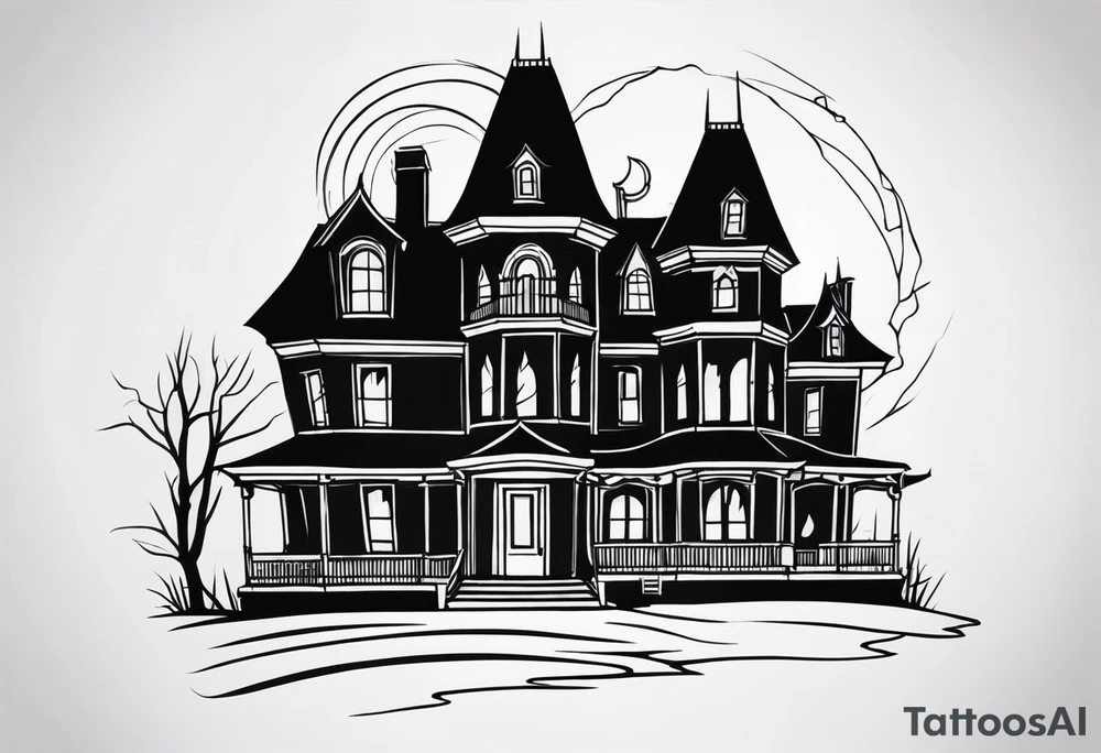 haunted house tattoo idea