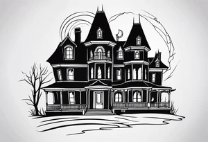 haunted house tattoo idea