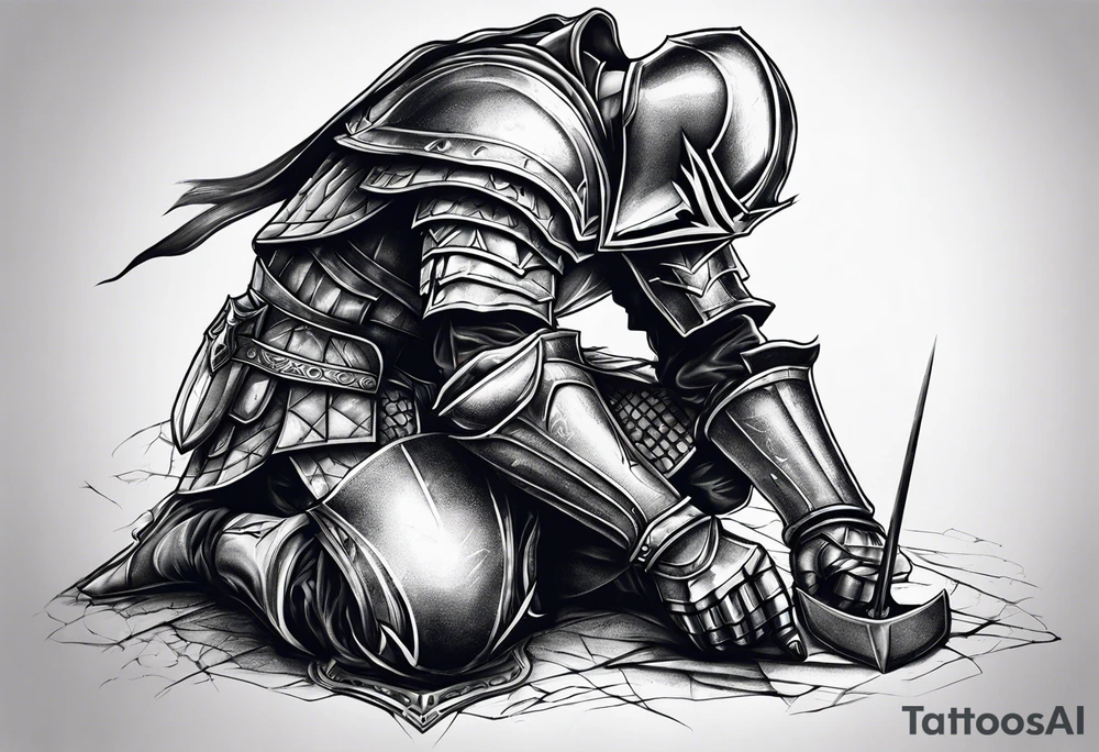 Wounded knight on his knees tattoo idea