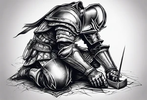 Wounded knight on his knees tattoo idea