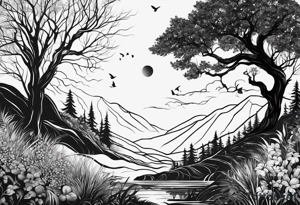 Bäume silhouette tattoo idea