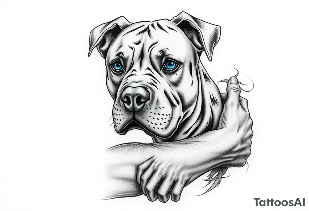 pitbull blue eyes gambling woman tattoo idea