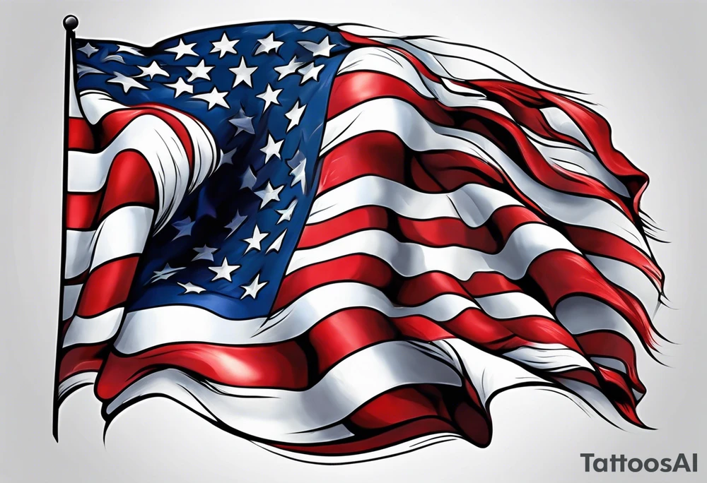 Drawing of American flag tattoo idea