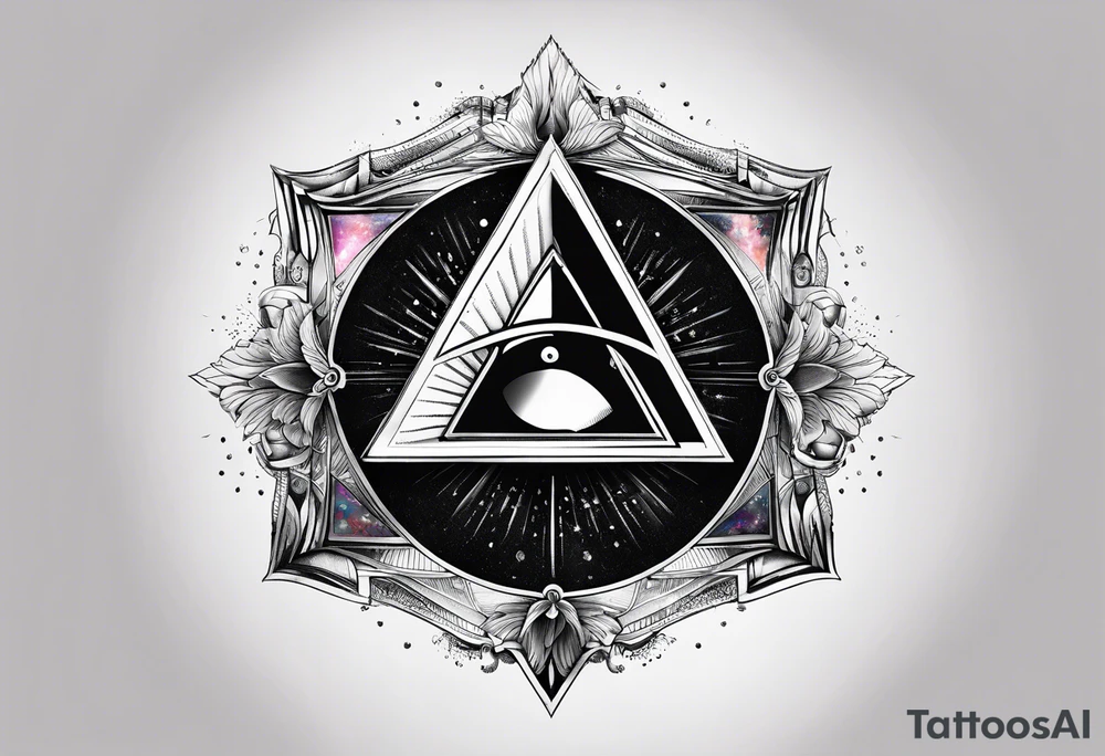 prism stone dispersing light like on pink floyd album cover tattoo idea