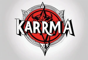 Word karma on devil tattoo idea