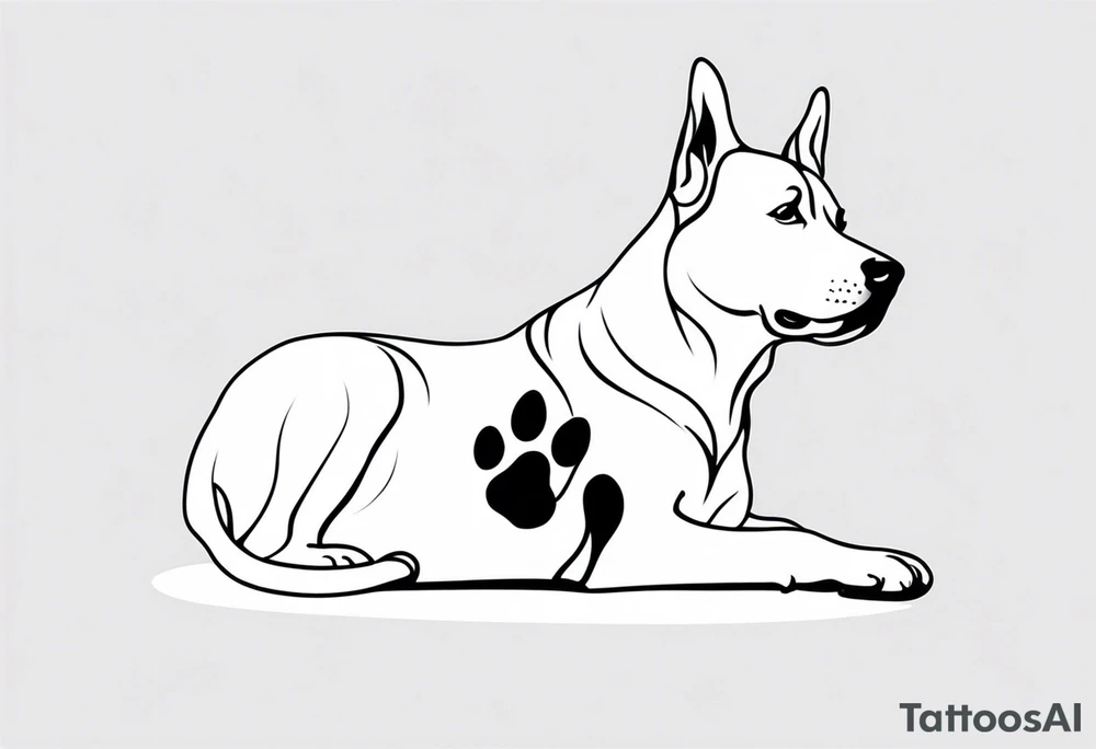 DOG AND Paw Print tattoo idea