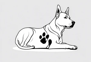DOG AND Paw Print tattoo idea