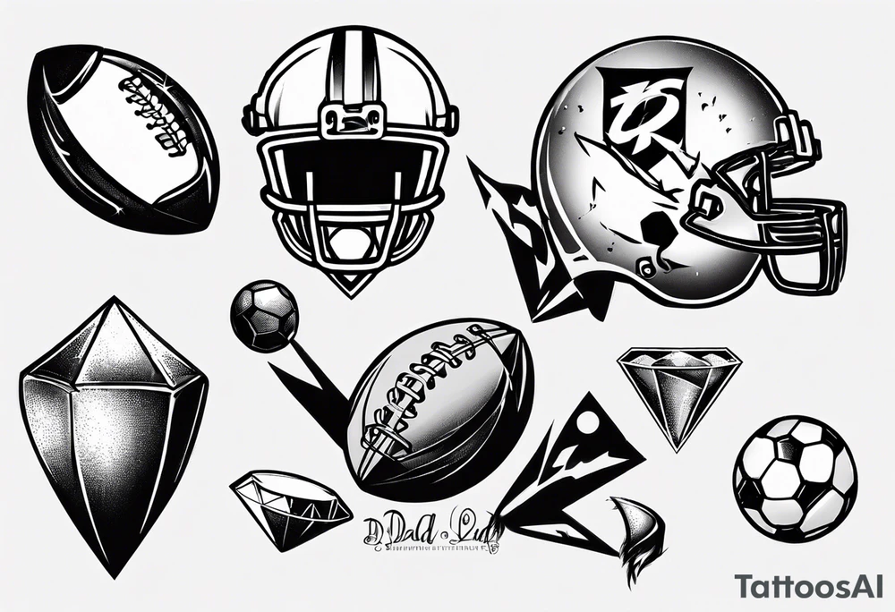 Dad drums diamonds pearls football sports tattoo idea