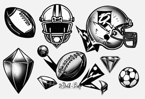 Dad drums diamonds pearls football sports tattoo idea