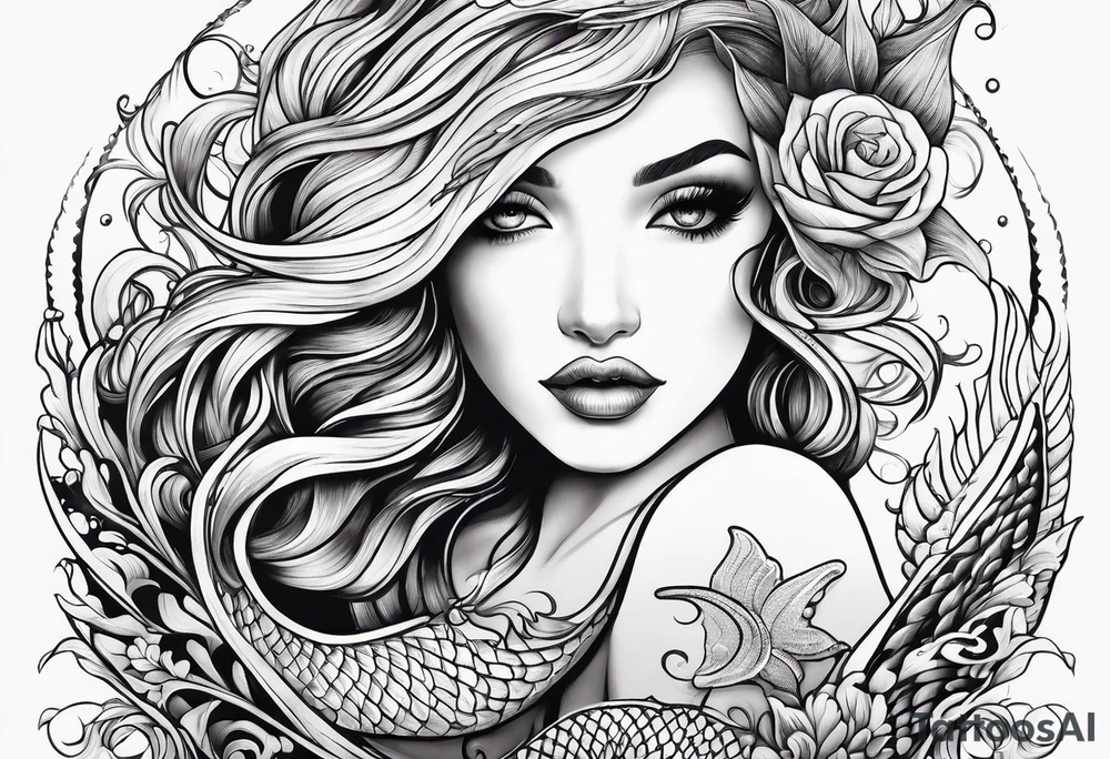 mermaid butt and tail tattoo idea