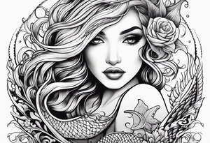 mermaid butt and tail tattoo idea
