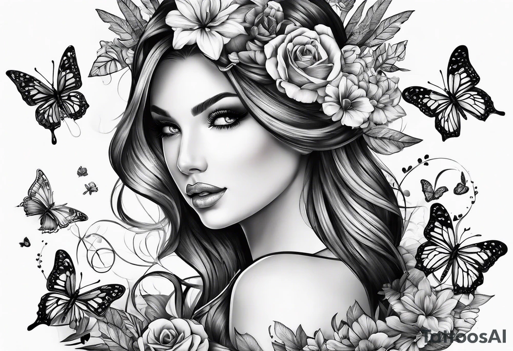 Gun and butterflies tattoo idea