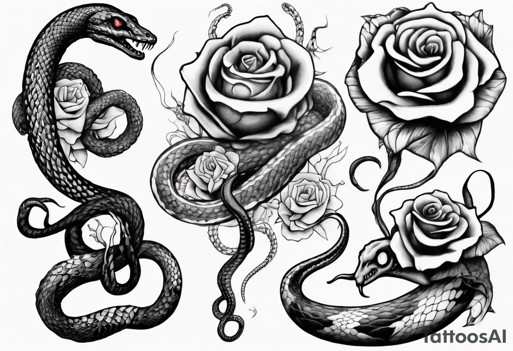 snake on lovecraft theme with tentacle
and rose tattoo idea