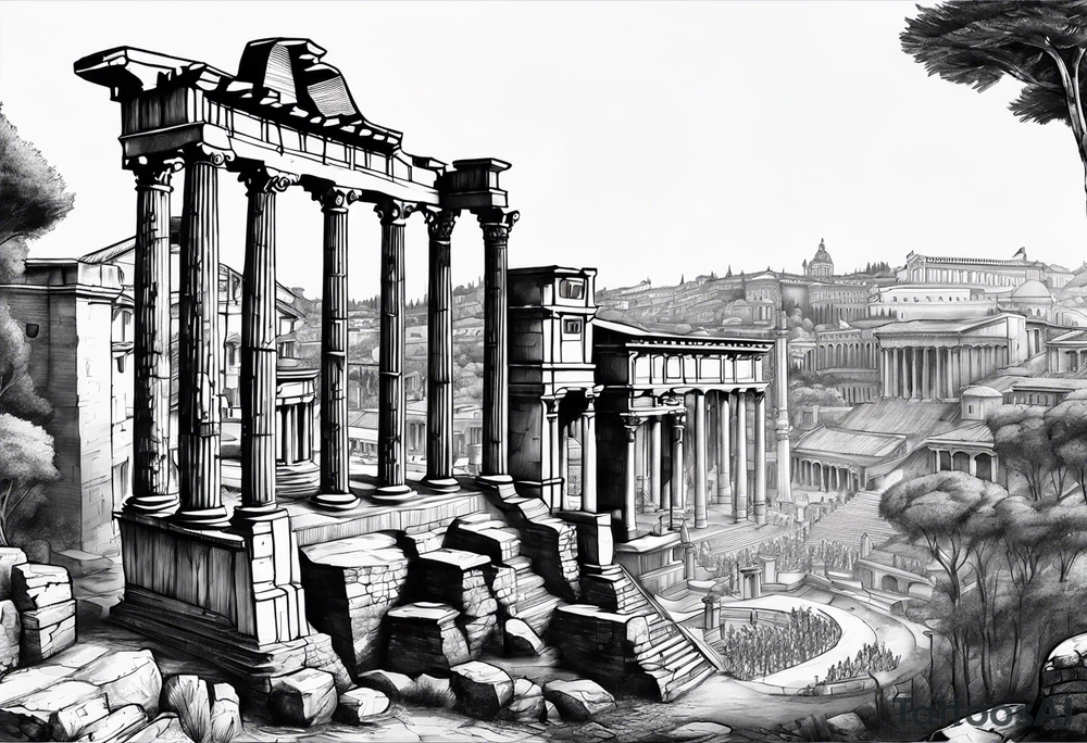 Ancient Rome City tattoo idea