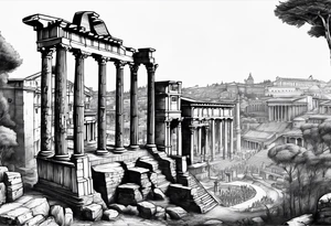 Ancient Rome City tattoo idea