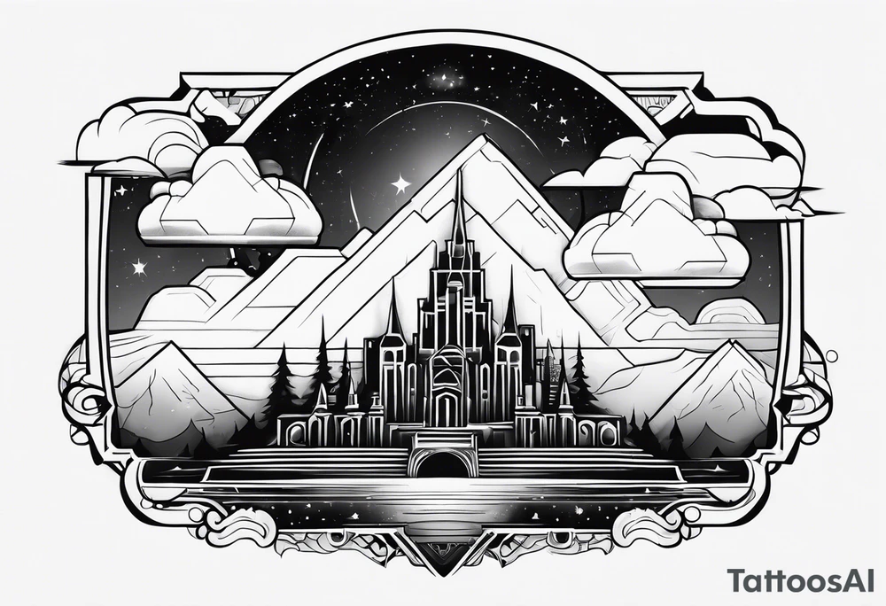 cloud town tattoo idea