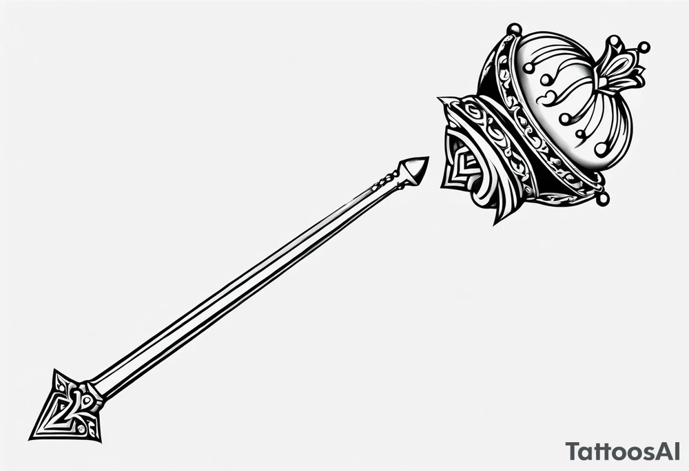 feminine scepter with a crown tattoo idea