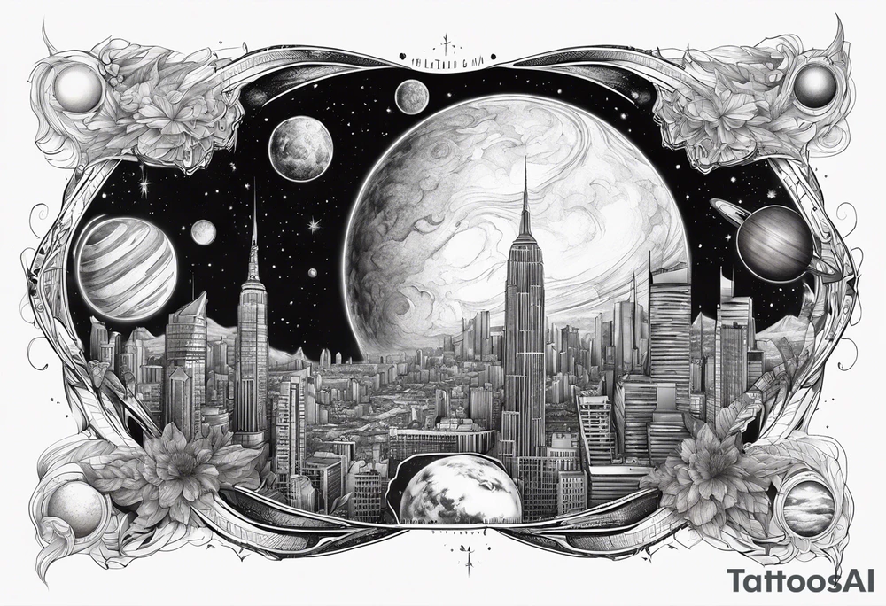 Space, city, planet. tattoo idea