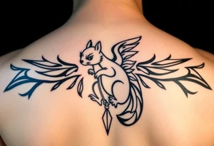 Angel squirrel with a small silver necklace tattoo idea