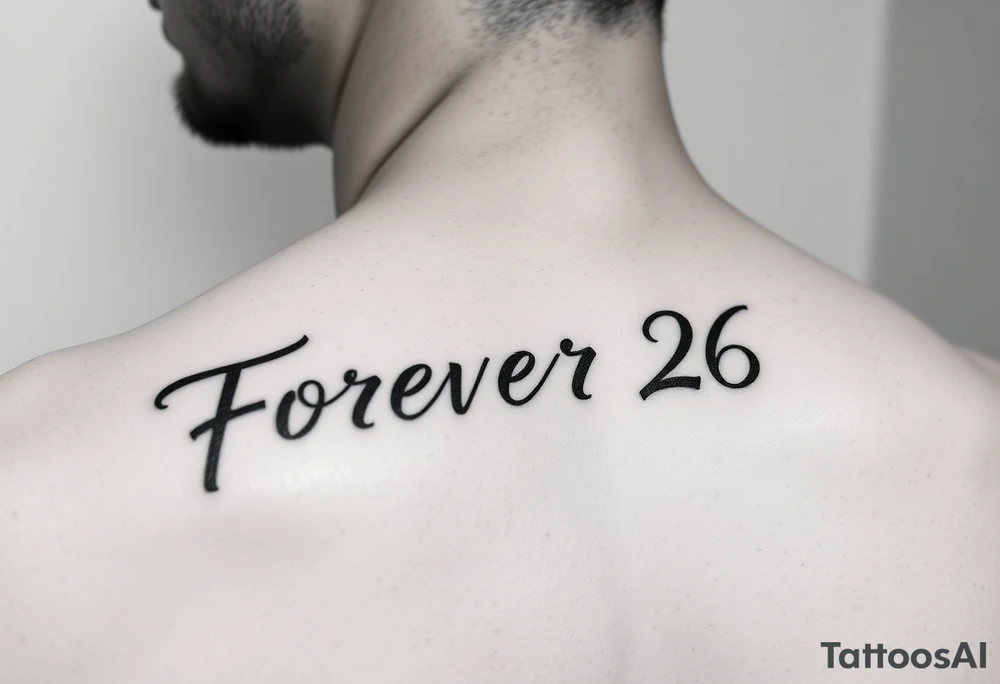 forever 26 in scripted writing tattoo idea