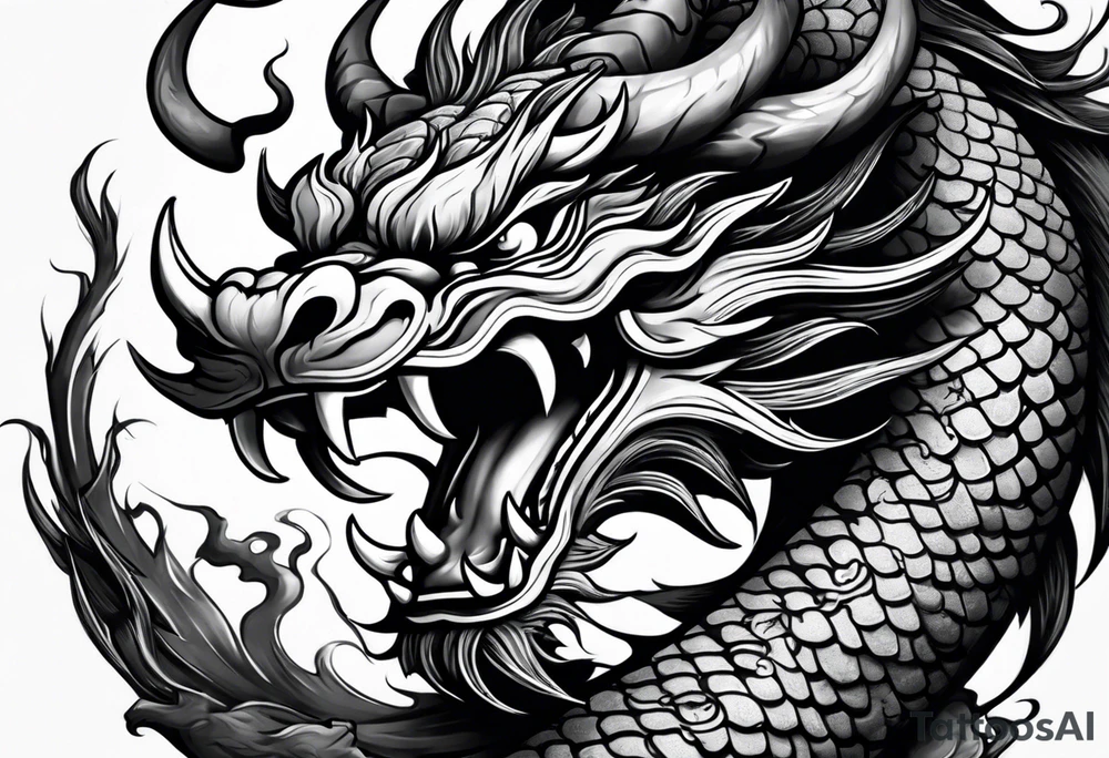 Chinese dragon fighting a Chinese bull tattoo idea