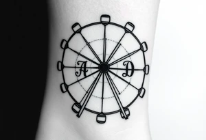 Can you create a  Ferris wheel in a very minimalist way with each of our initials? Those would be for a tattoo and our initials  are for : Carmen , Andrea , Duanny and Mario tattoo idea