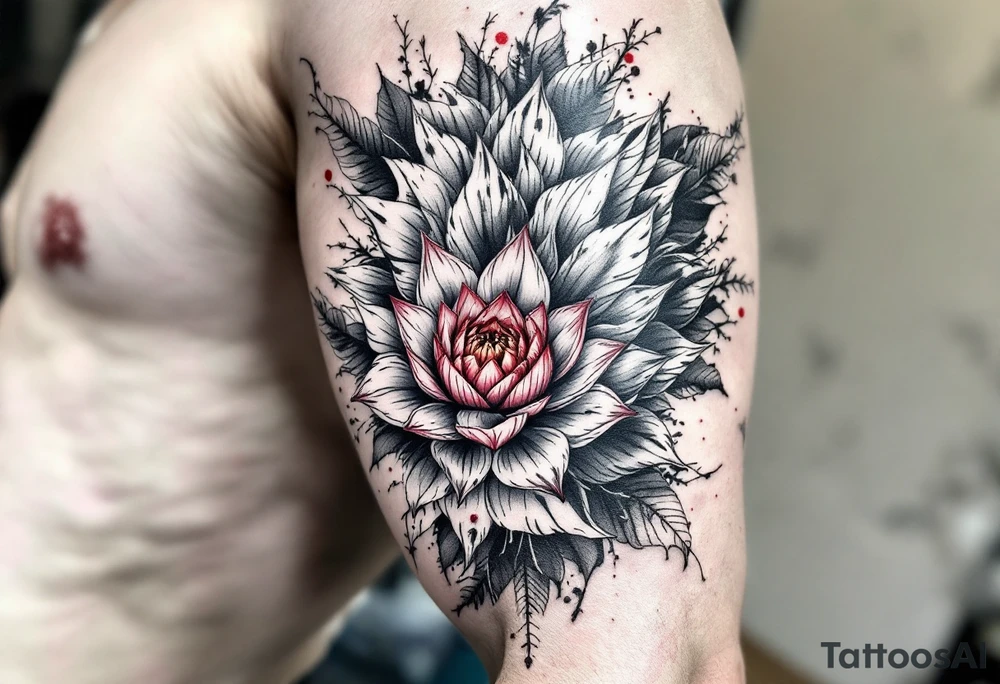 animal and lotus (make red and black) tattoo idea