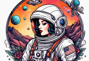 Astronaut pinup girl tattoo idea