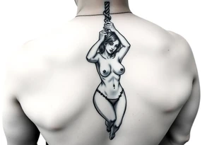 Naked Fat woman hanging by a rope tattoo idea