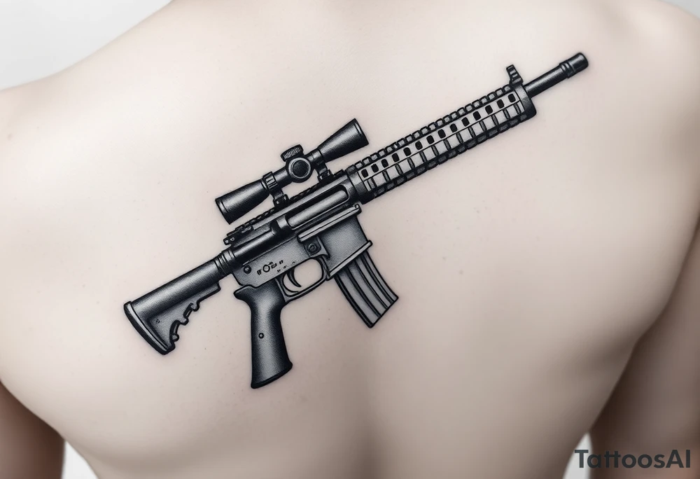 Rifle woth ochoa inside of it tattoo idea