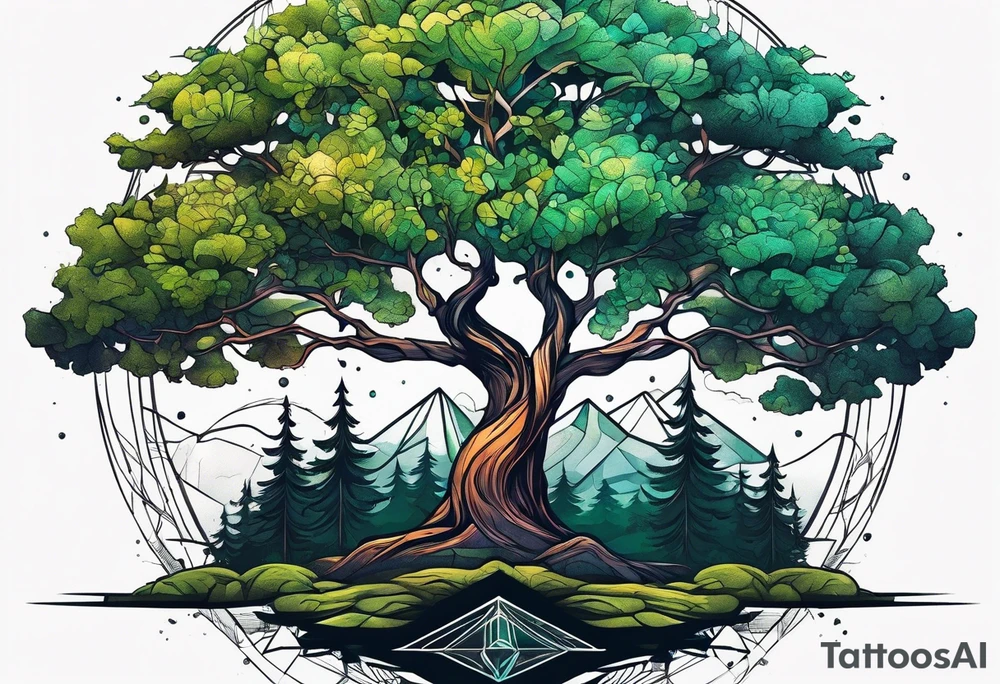 tree in forest tattoo idea