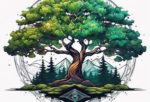 tree in forest tattoo idea