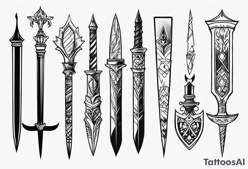 theme daggers and stilletos different designs tattoo idea theme daggers and stilletos different designs tattoo idea