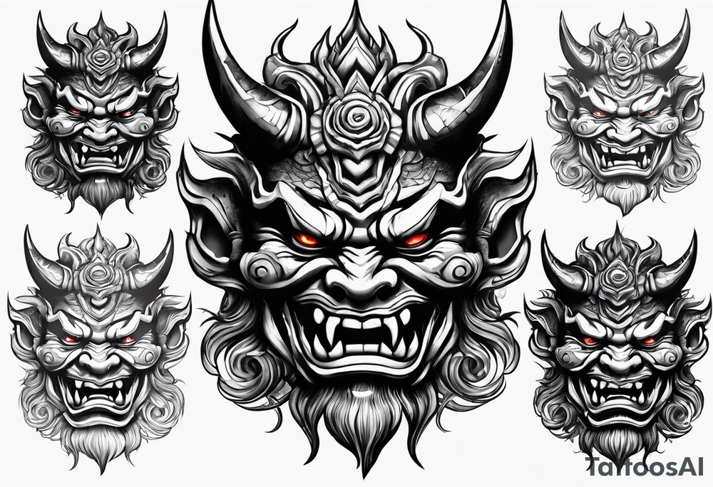 Evil oni mask tattoo idea