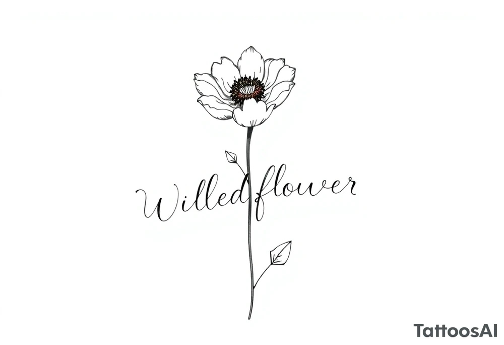Wildflower written as the stem of a flower tattoo idea
