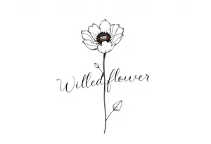 Wildflower written as the stem of a flower tattoo idea