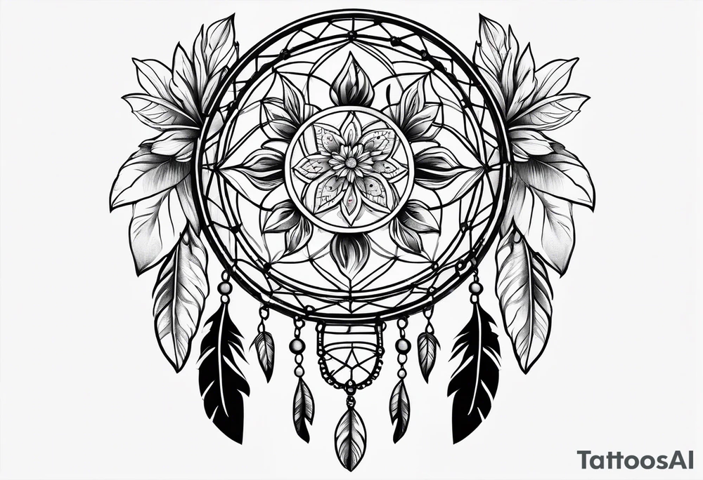 floral dreamcatcher tattoo idea