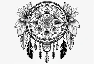 floral dreamcatcher tattoo idea