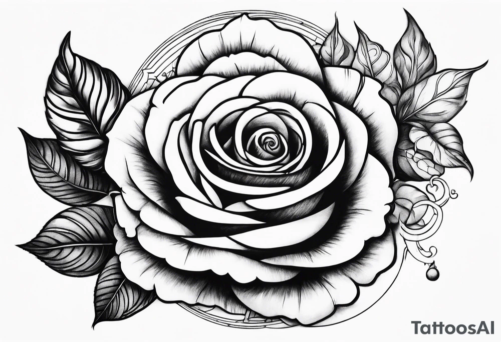 Rose wrapped around moon tattoo idea