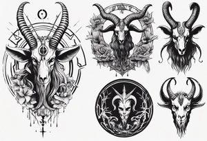 Baphomet full sleeve high contrast human like tattoo idea