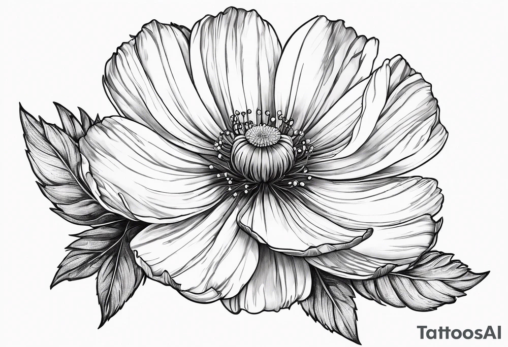 Cosmos flower with Amanda written in stem tattoo idea