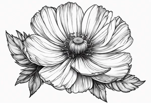 Cosmos flower with Amanda written in stem tattoo idea