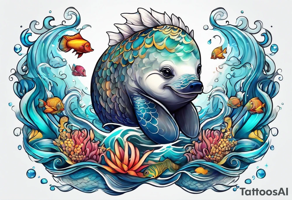 Animal cute , ocean tattoo idea