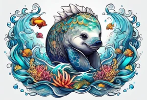 Animal cute , ocean tattoo idea