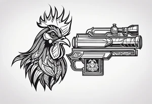 rooster cartoon holding big gun tattoo idea